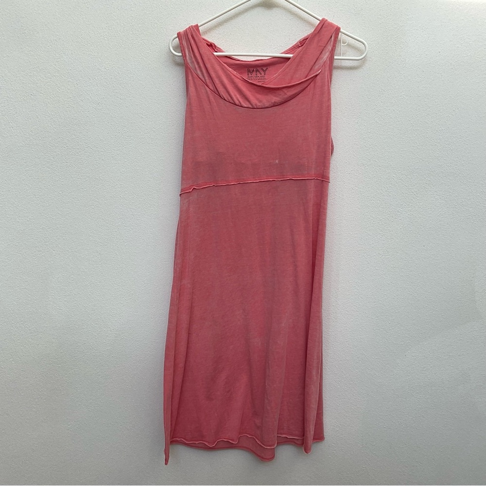 Marc New York Peach Pink Hooded Sleeveless Lightweight Dress Size L Summer
